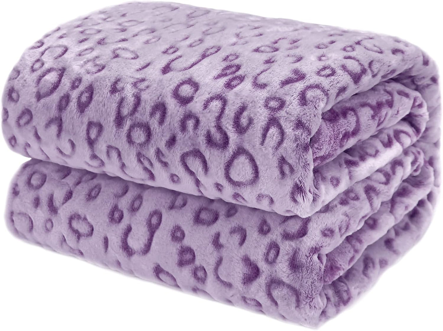 Purple Gifts for Women, Purple Leopard Print Throw Blanket, Soft Warm Fleece Plush Blanket for Couch Bed Sofa, Cozy Purple Bedroom Living Room Decor, Birthday for Women Girls