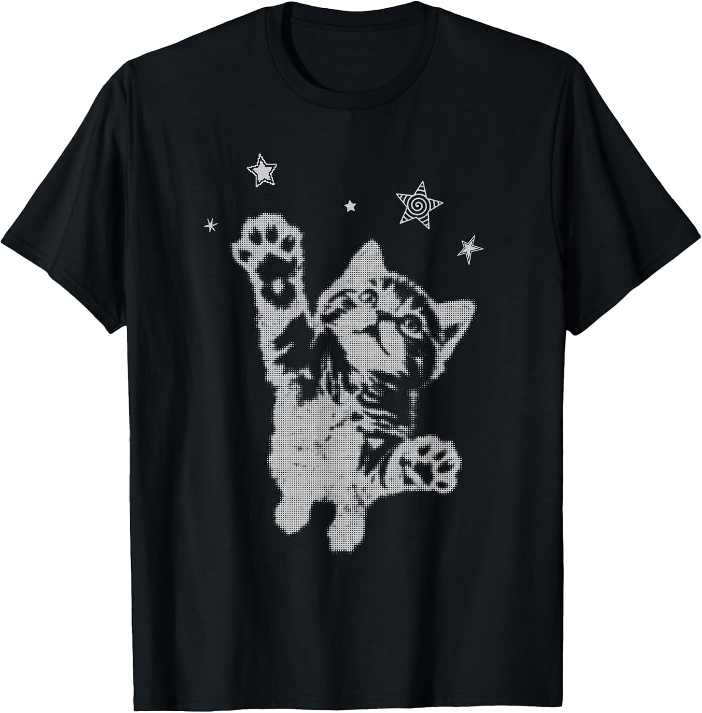 Y2K Cat Jumping Stars Silly 90s 2000s Grunge Vintage Graphic T-Shirt