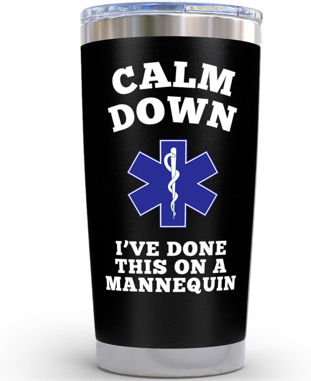 KLUBI Nurse Gifts for Women Men - Calm Down I’ve Done This on a Mannequin, Funny Calm Down Nurse Tumbler 20oz, Nurse Coffee Mug, Nurses Week, RN Graduation Gift
