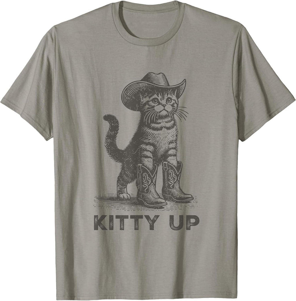 Kitty Up Vintage Country Music Lover Funny Cowboy Cat T-Shirt