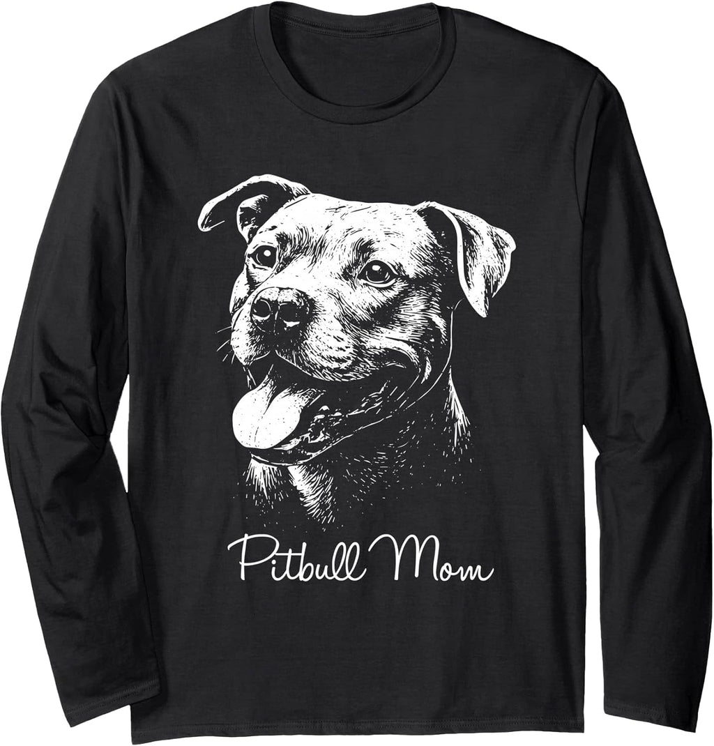 Pitbull Mom Grunge Vintage Dog Lover Design Long Sleeve T-Shirt