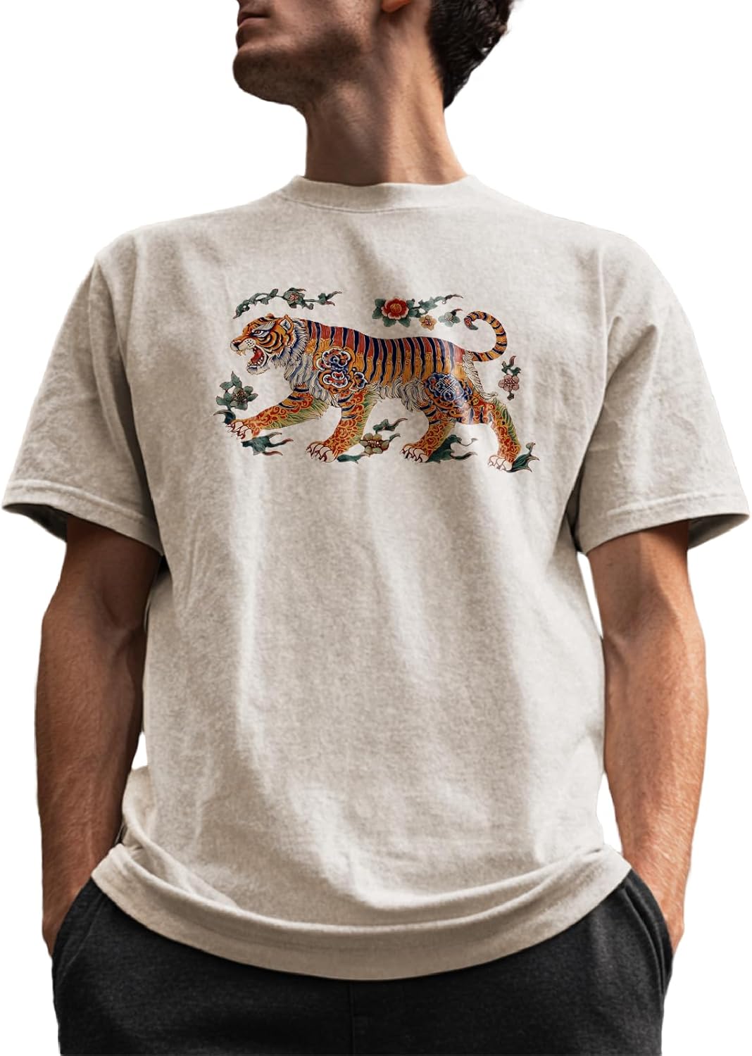 Street Graphic Shirts for Men Solid 100% Cotton Acid Washed Mens Oversized Summer Gym Apparel