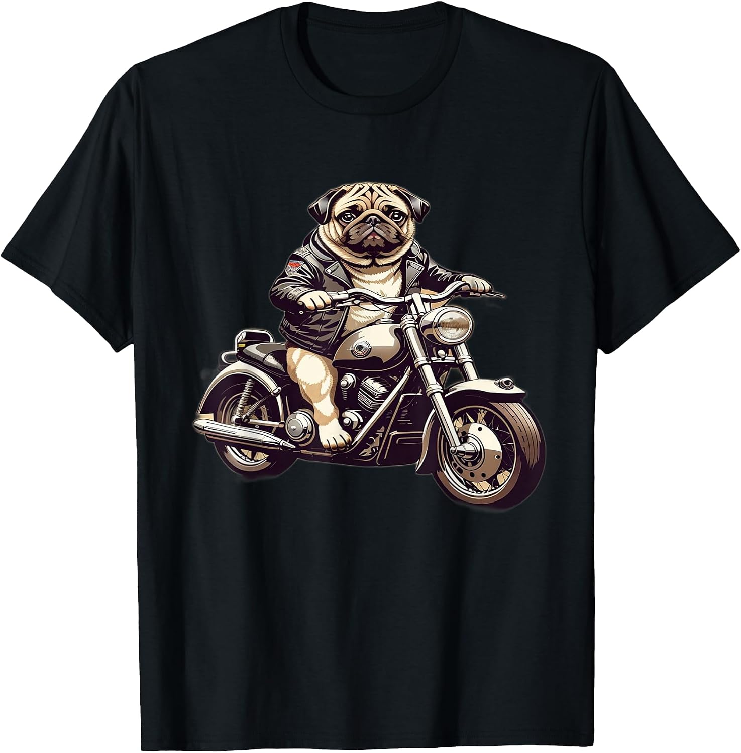 Motorcycle Riding Pug Biker Cafe Cruiser Merch