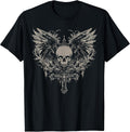 Skull Cross Y2K Goth Alt Grunge Gothic Emo Aesthetic Wings T-Shirt