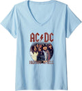 Womens Official AC/DC Rock Music Highway to Hell Circle Band Logo V-Neck T-Shirt