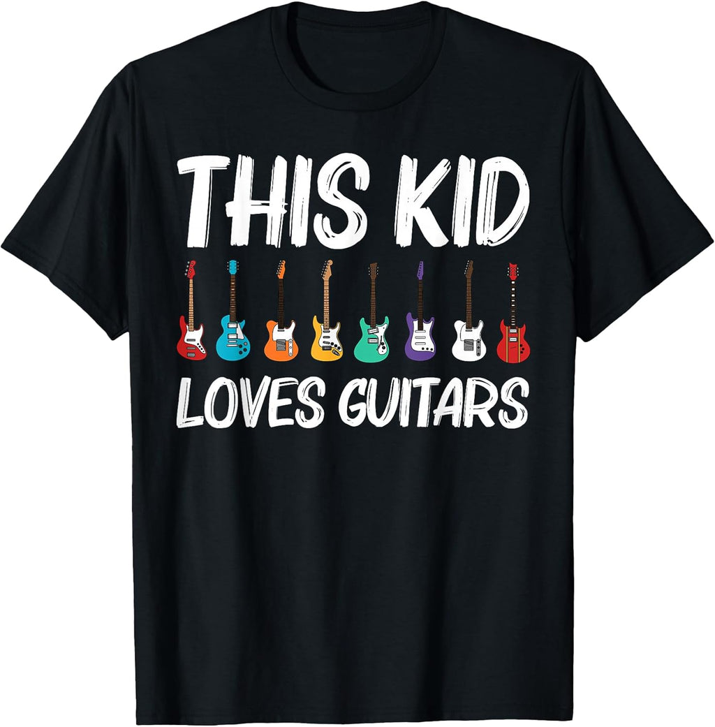 Cool Guitar Gift for Kids Boys Acoustic Guitarist Band Music T-Shirt