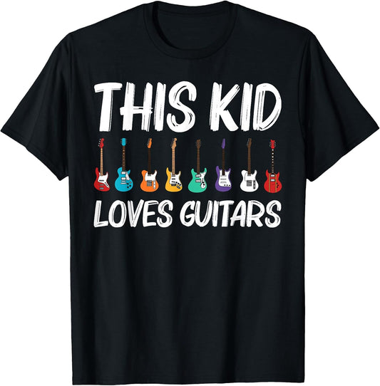 Cool Guitar Gift for Kids Boys Acoustic Guitarist Band Music T-Shirt