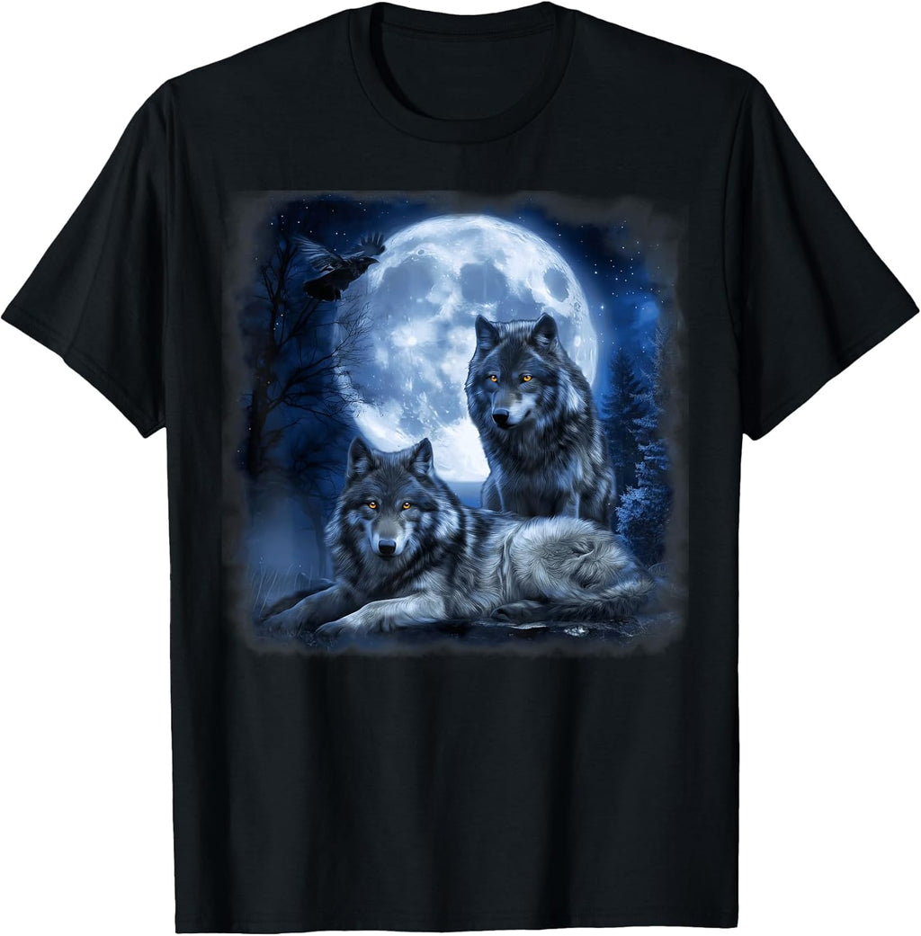 Wolf Pack Wildlife Forest Full Moon Men Women Kids