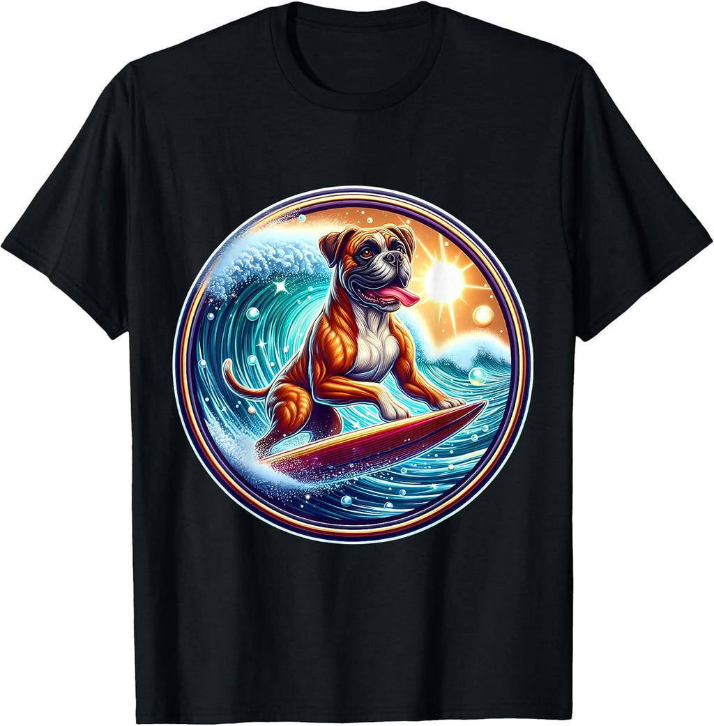 Boxer Dog Surfing Lover Surfer Owner Surfboard Rider Board T-Shirt