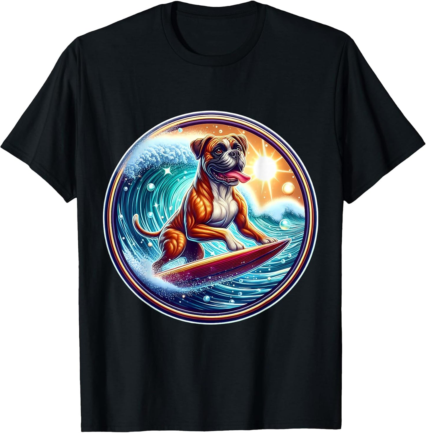 Boxer Dog Surfing Lover Surfer Owner Surfboard Rider Board T-Shirt