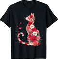 Floral Cats with Hearts, Flowers and Roses Women