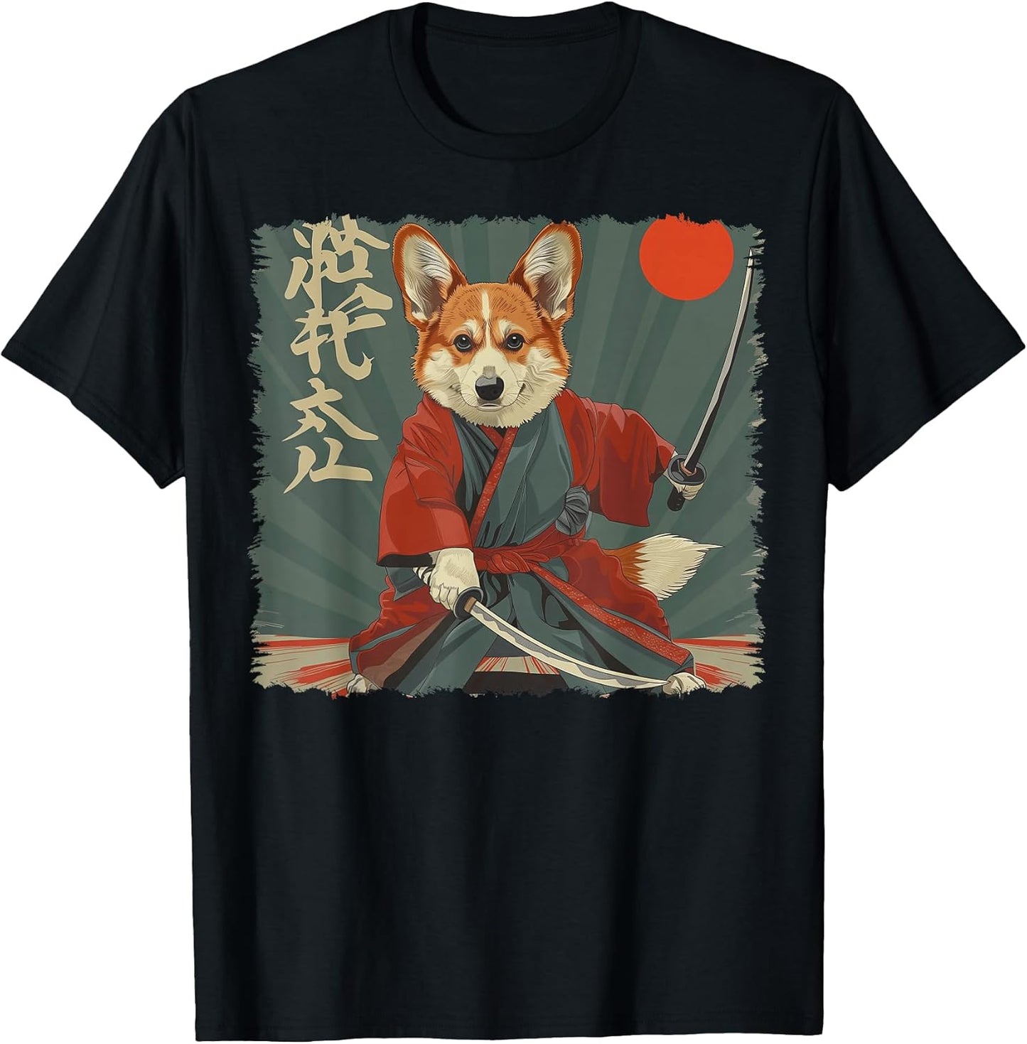 Pembroke Welsh Corgi Dog Japanese Art Samurai Ukiyo-e T-Shirt