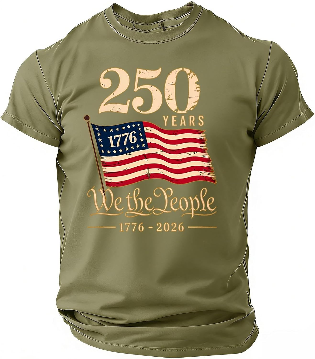 Men's 250th Shirt Short Sleeve USA Flag Print Athletic Workout Patriotic T-Shirt, S-4XL
