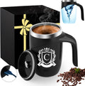 Initial Magnetic Stirring Coffee Mug Stainless Insulated Cup Men Him Boyfriend Bf Fiance Mr 1 Year First Anniversary Meaningful Unique Romantic Xmas Valentines Custom Day Personalized Initial Gift,C