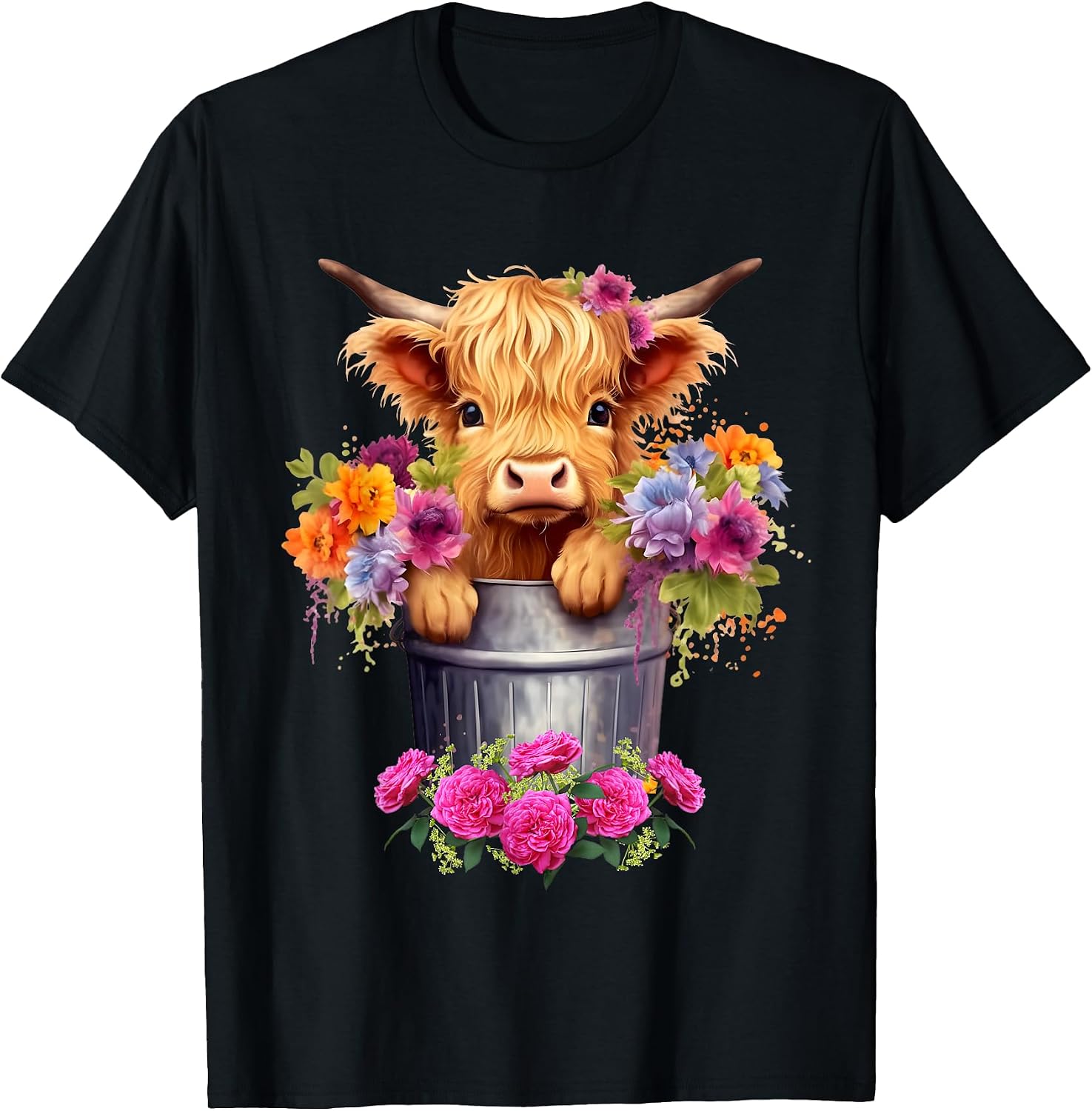 Cute Baby Highland Cow With flowers Gift Idea