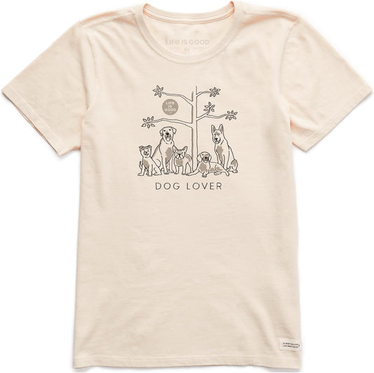 Women's Crusher Tee, Short Sleeve Cotton Graphic T-Shirts, Dog Lover Tree