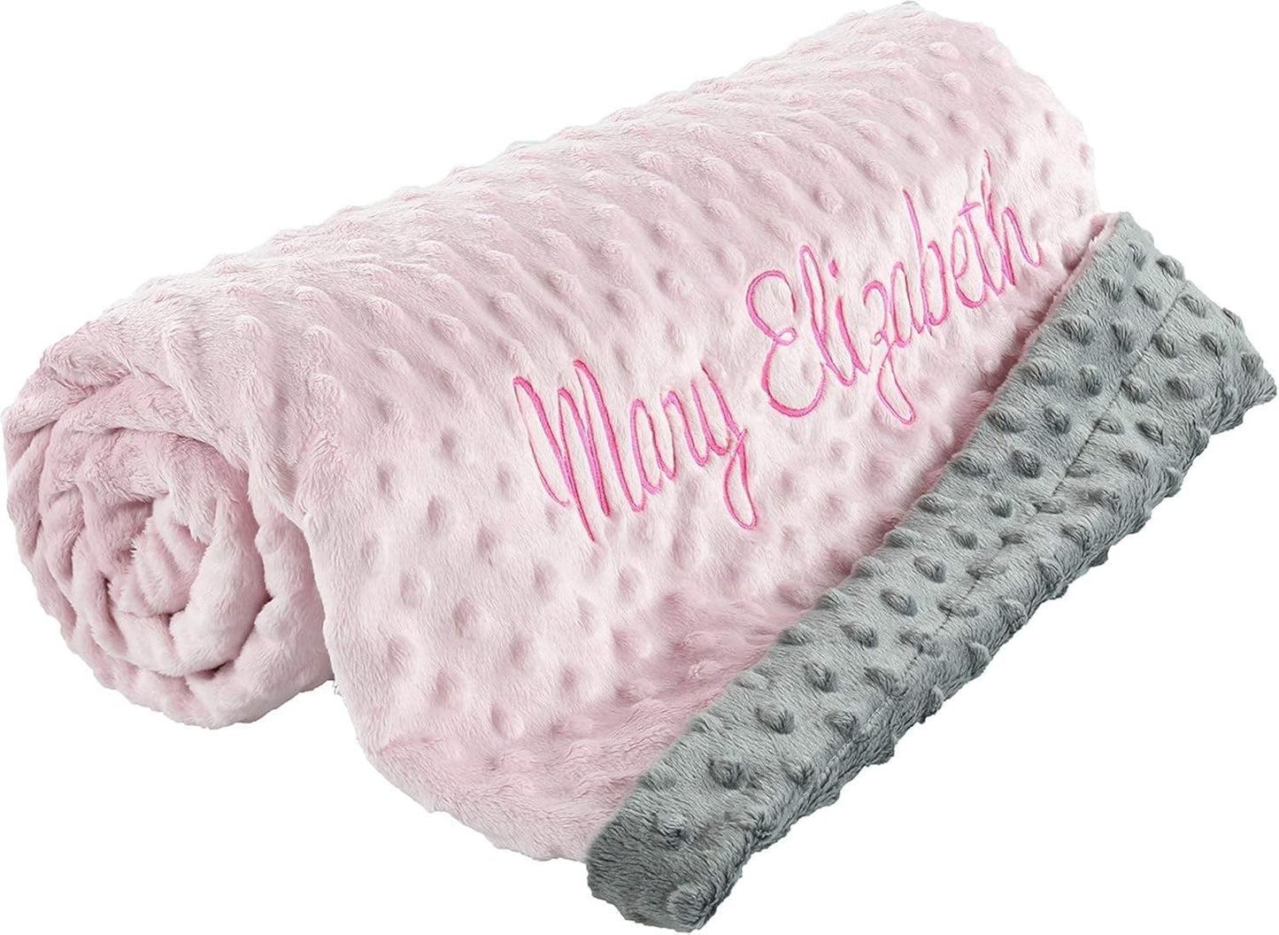 berry bebe Personalized Baby Blanket for Girls and Boys, Ships from USA Custom Baby Blankets, Personalized Gifts with Name, Plush and Cozy Pink Minky Dot, Gifts for Newborn, Newborn Essentials