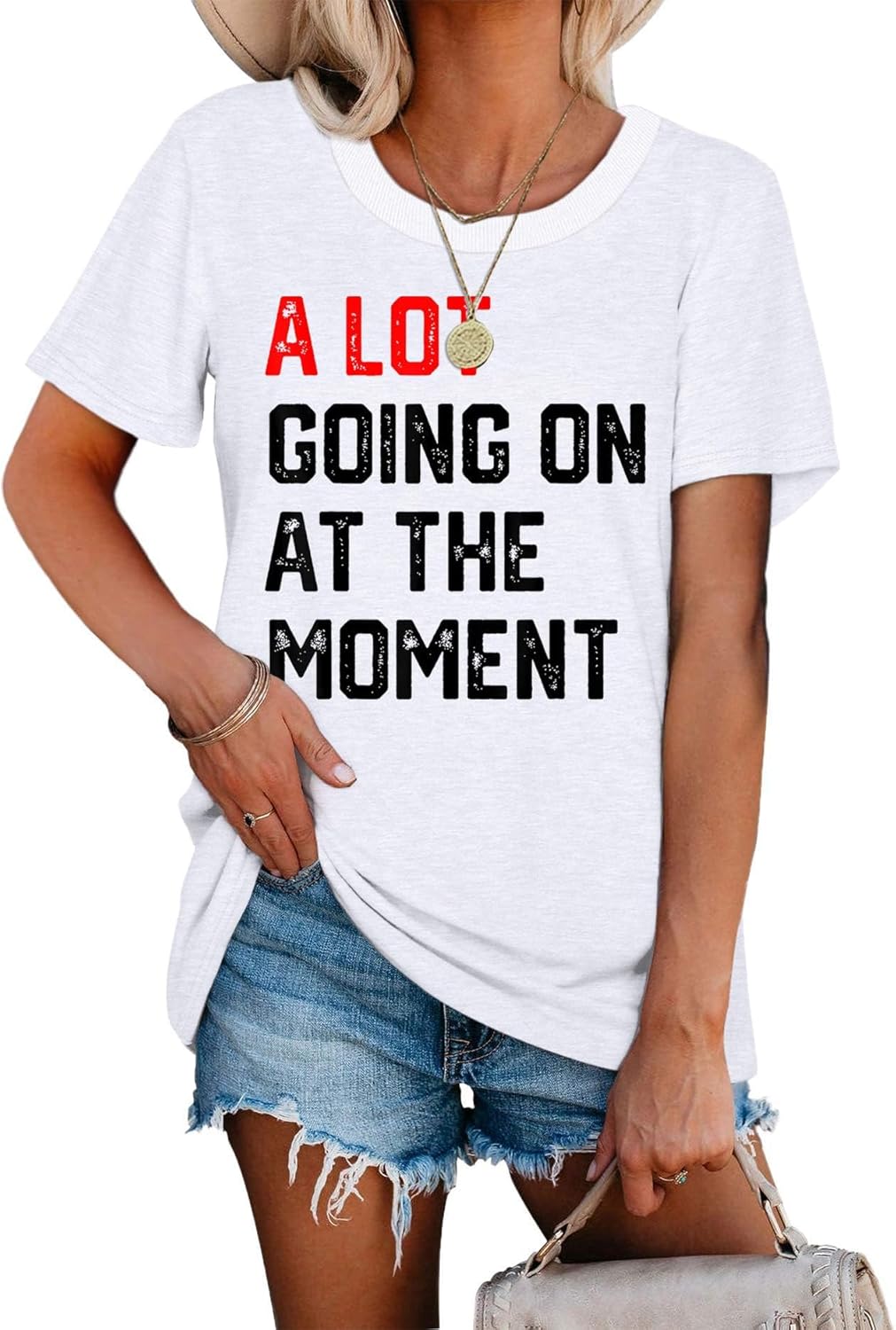 Country Music A Lot Going On at The Moment Shirt for Women Letters Graphic Music City Vacation Shirt Tee Outfits