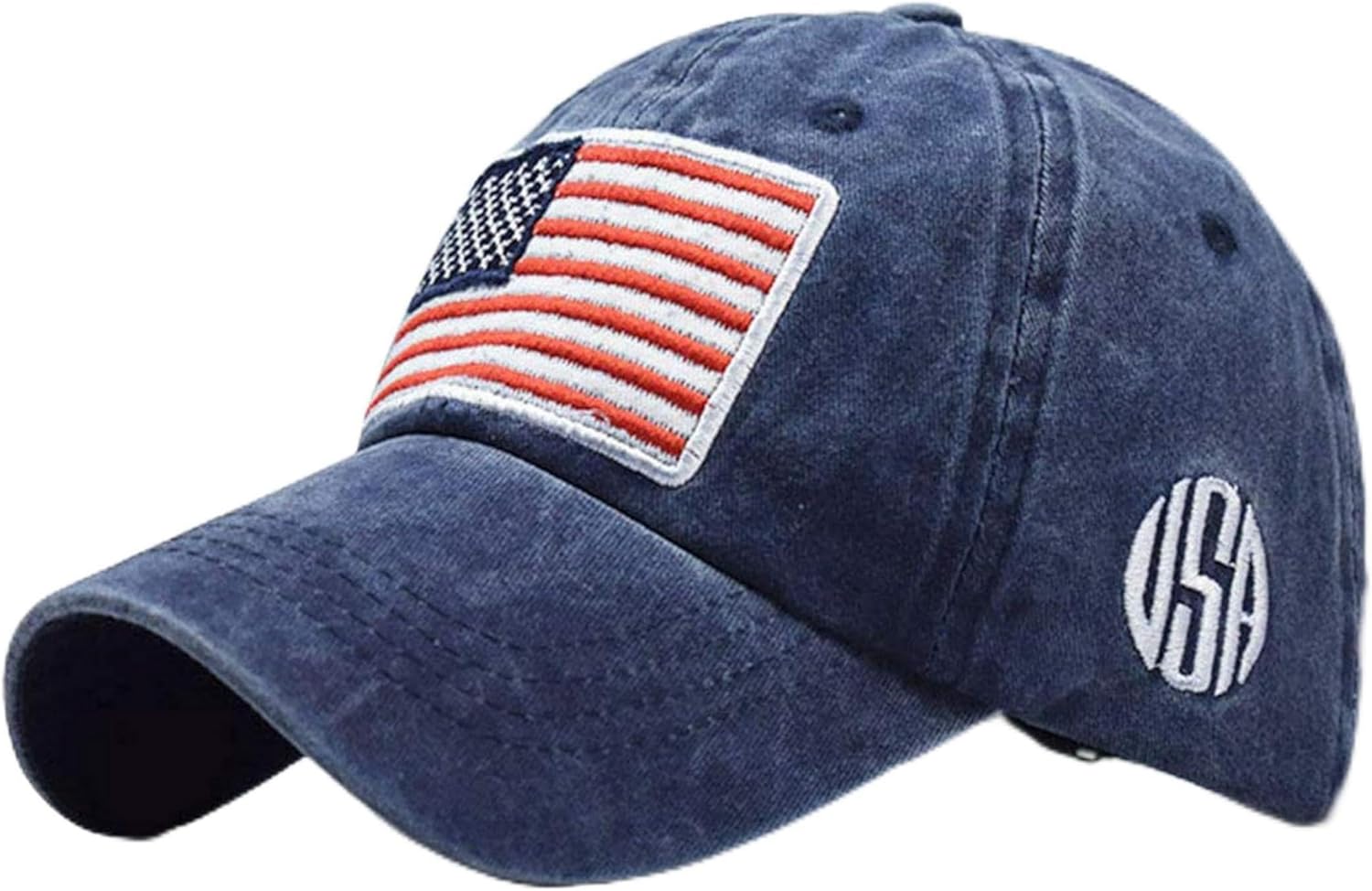 American Flag Embroidery Baseball Cap for Men Women - Low Profile Adjustable Dad Hat Washed Vintage Patriotic Hat