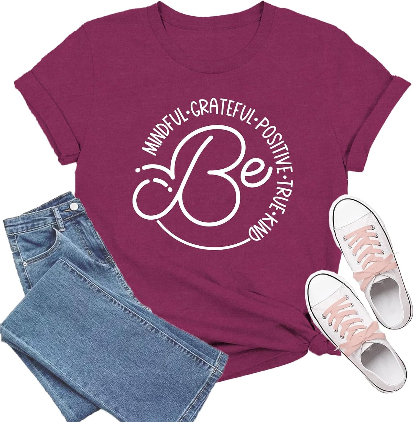 Be Kind Shirt for Women Kindness T-Shirts Inspirational Positive Short Sleeve
