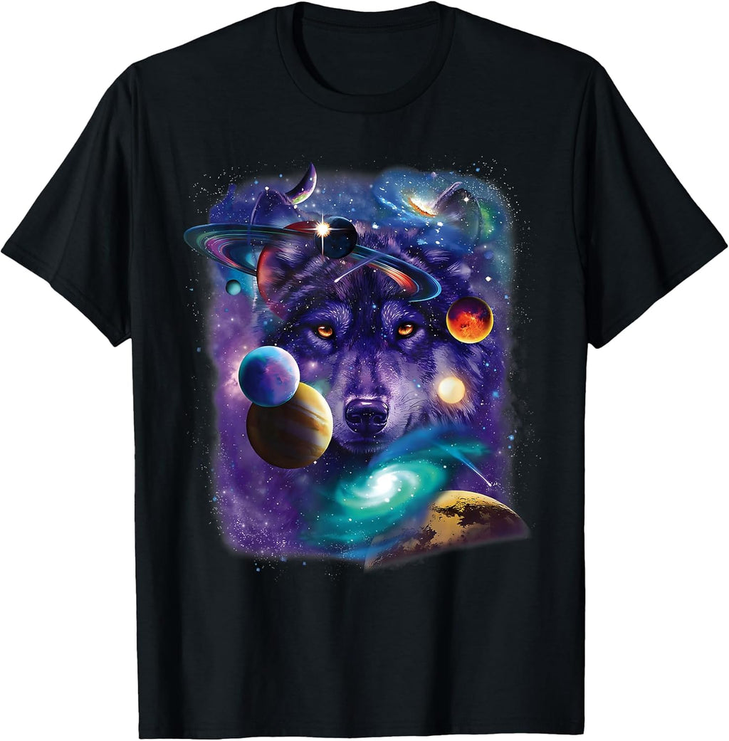 Vintage Wolf Space Moon Apparel