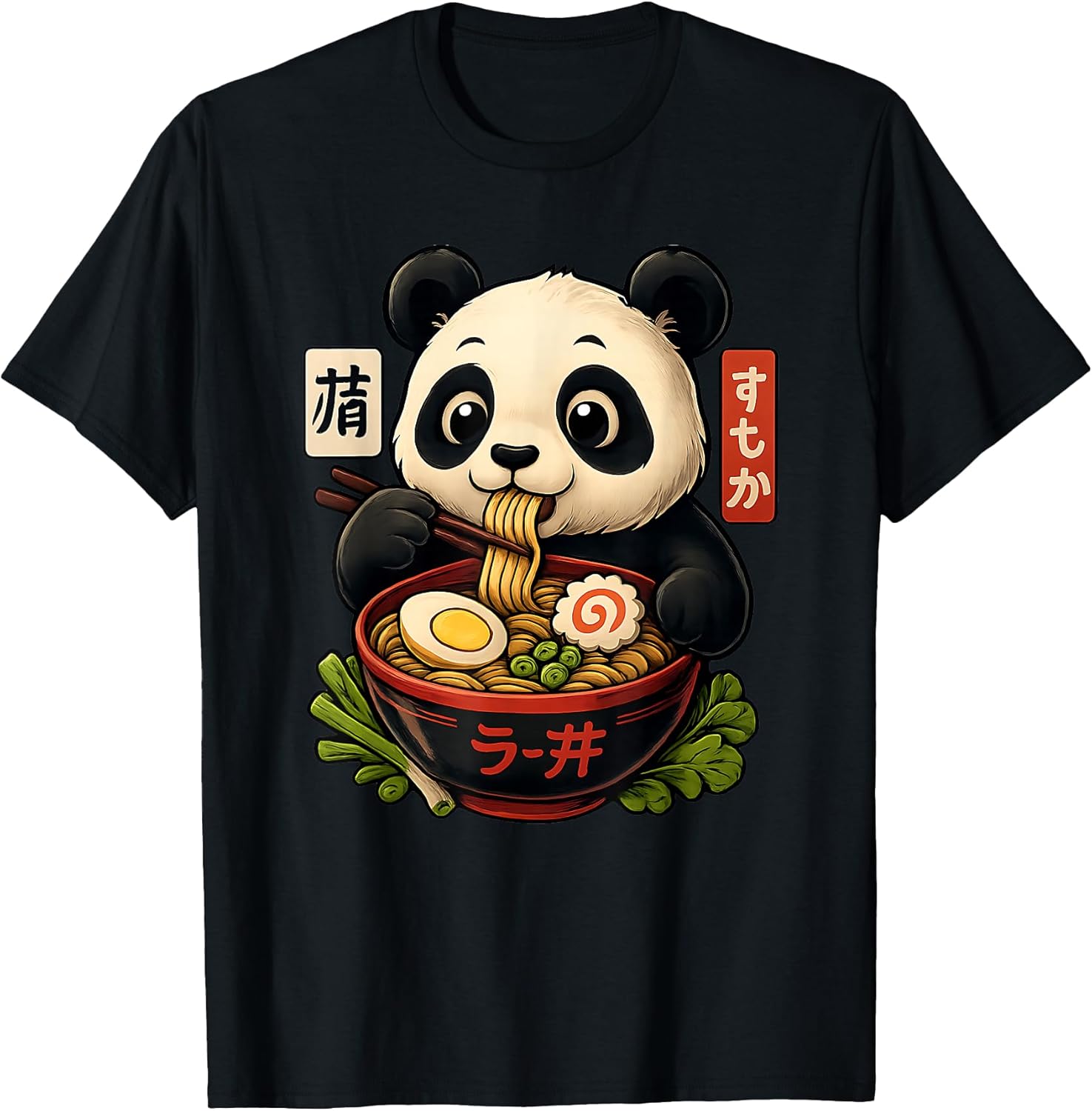 Cute Panda Lover Eating Ramen Cool Anime Graphic