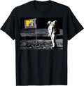 Man On The Moon Logo Flag Graphic Short Sleeve T-Shirt