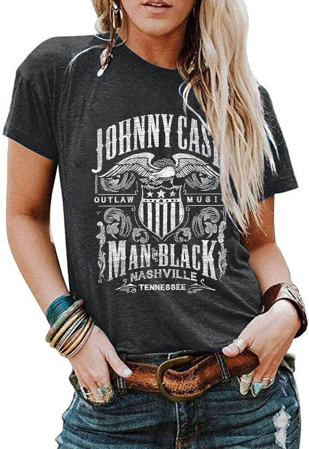 Country Music Graphic T Shirt for Women Funny Letter Print Short Sleeve Band Tee Tops