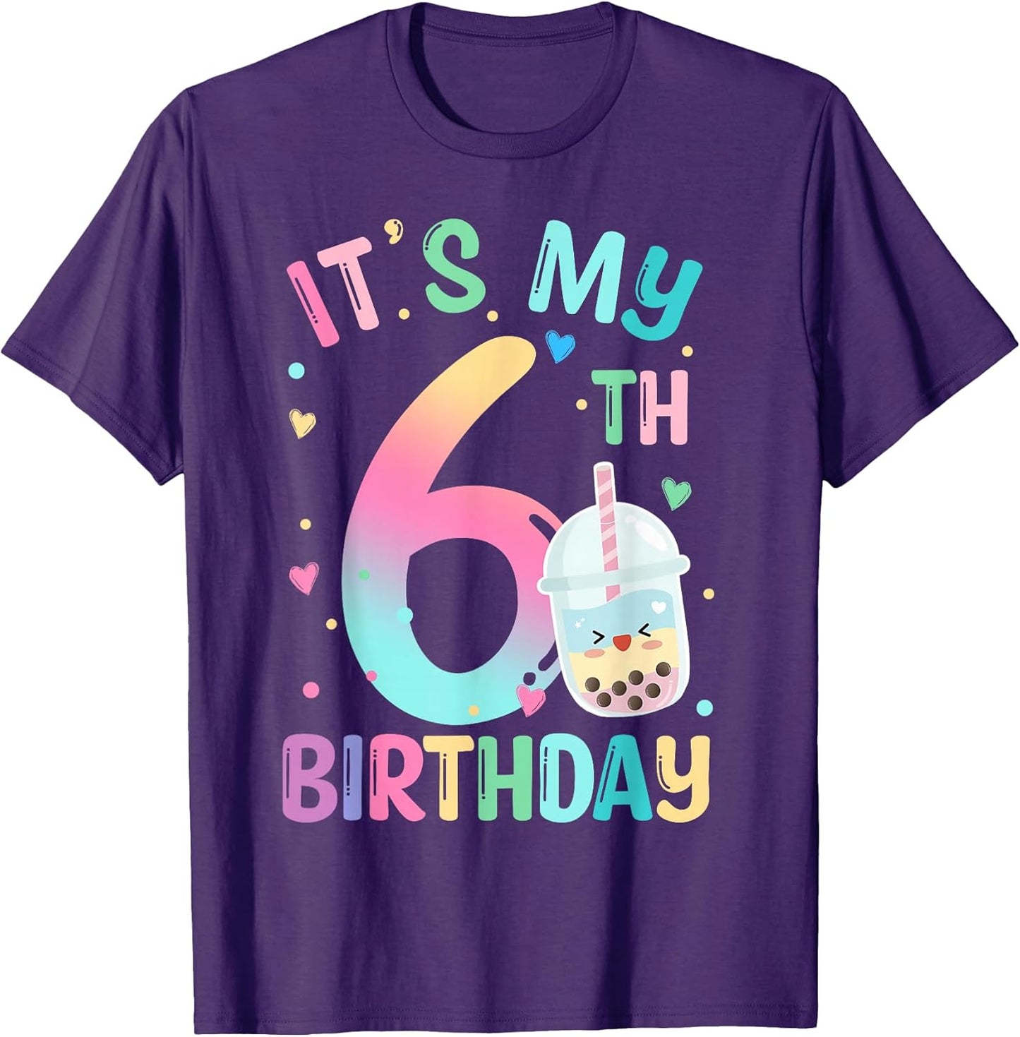 Cute Boba Milk Tea Birthday Girl 6 Year Old Gift