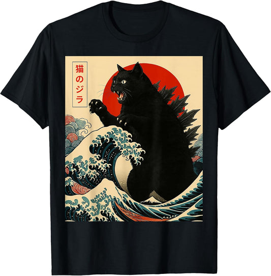 Catzilla Cat Japanese Art Funny Gifts for Men Women Boy Kids T-Shirt