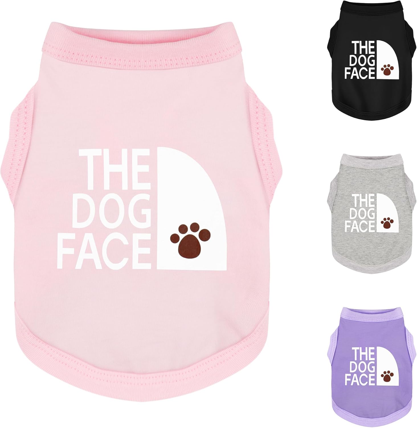 Personality Canine Attire: Soft, Lightweight Cotton Dog Clothes with 'The Dog Face' Print. Small and Medium Breeds, Perfect for Everyday Wear, Comfortable and Breathable Dog Shirt Pink S