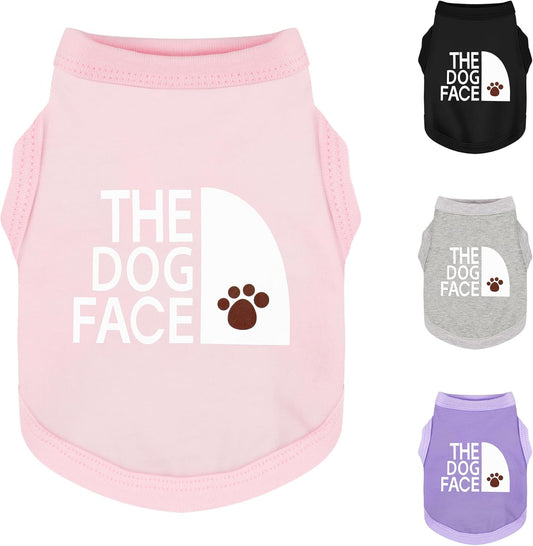 Personality Canine Attire: Soft, Lightweight Cotton Dog Clothes with 'The Dog Face' Print. Small and Medium Breeds, Perfect for Everyday Wear, Comfortable and Breathable Dog Shirt Pink S