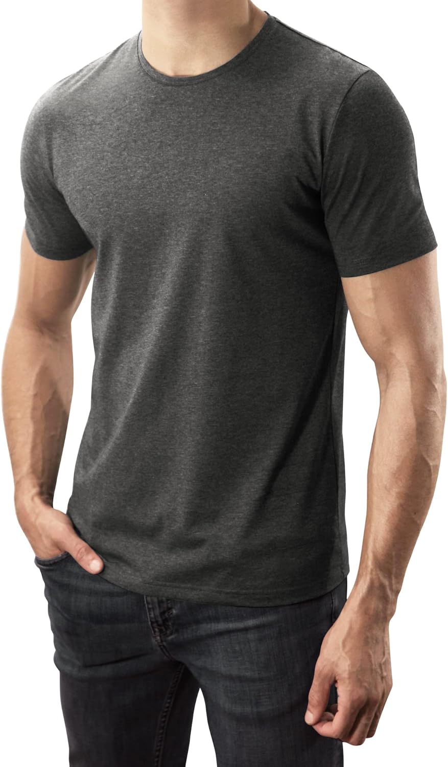 (New) Craftsman Crew Neck T-Shirt | Fit for Slim & Tall Slim Men | 65/35 Combed Cotton/Poly Blend