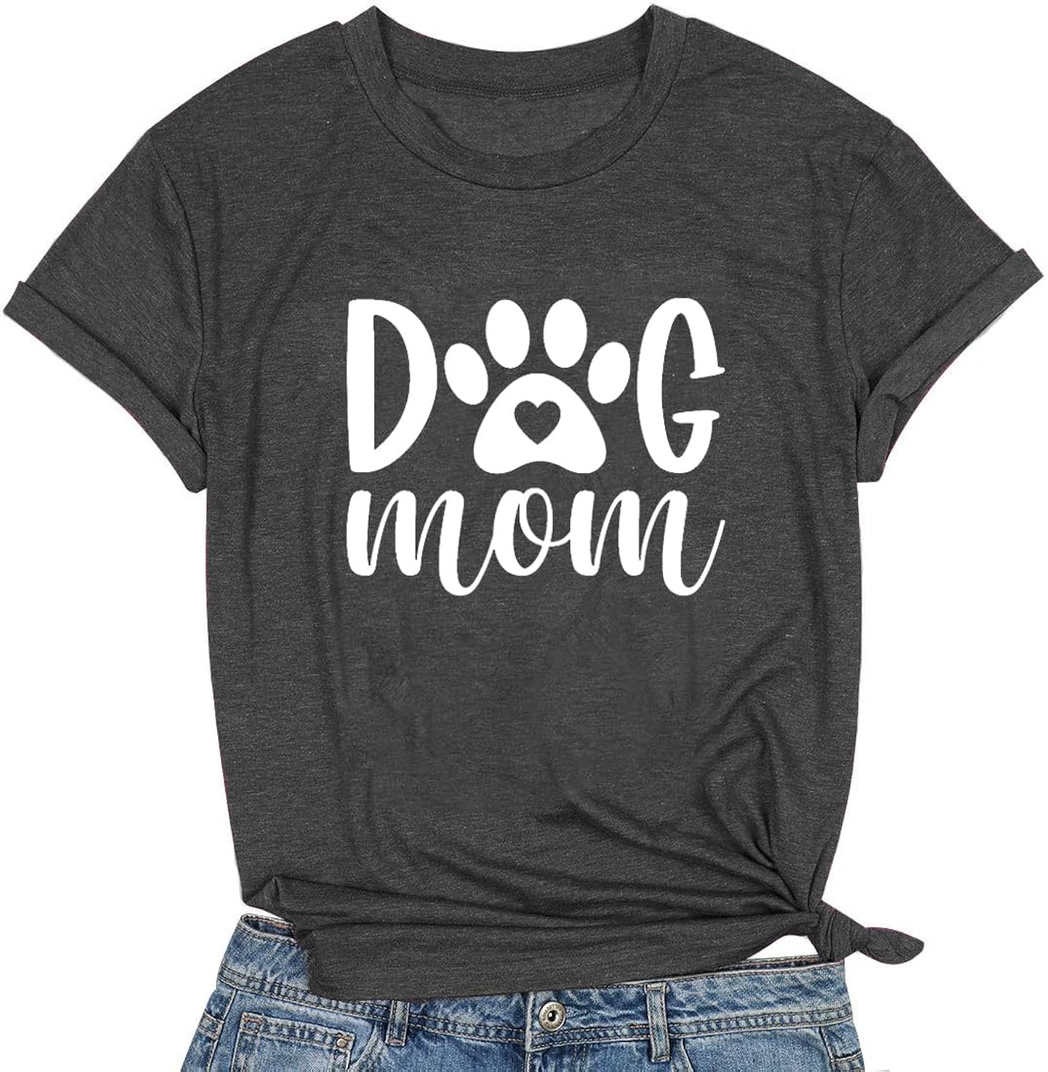 Dog Mom Tshirts Women Dog Paw Printed Mom Shirt Casual Short Sleeve Tee Tops