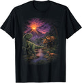 Retro Jurassic Dinosaur Volcano Nature Tee