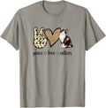 Womens Girls Art Peace Love Calico Cat Lover T-Shirt
