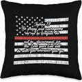 Firefighter Joshua 1 9 Quote Shirt US Flag Thin Red Line Throw Pillow