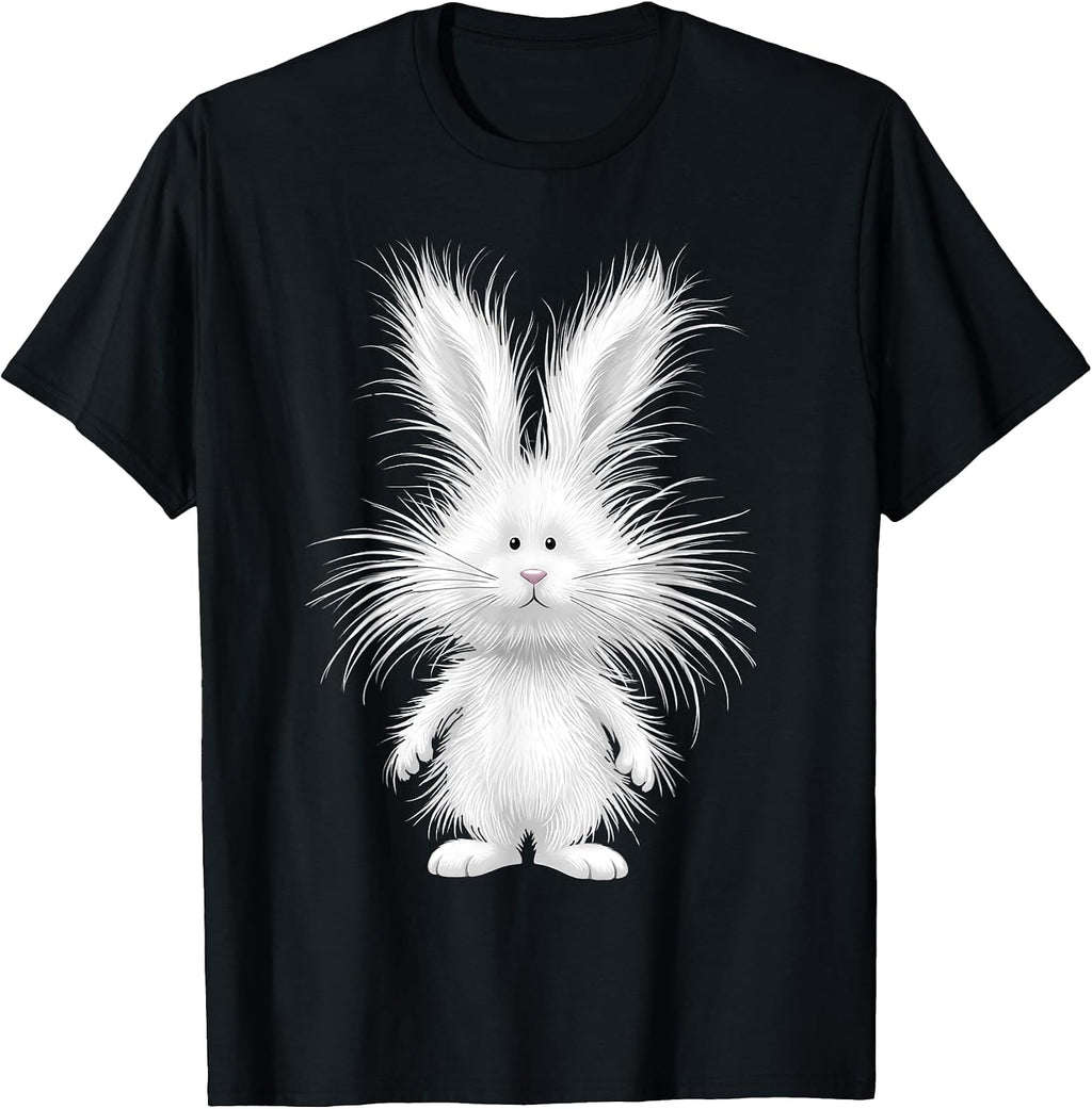 Funny Fluffy Bunny with Wild Fur Cute Rabbit Art T-Shirt