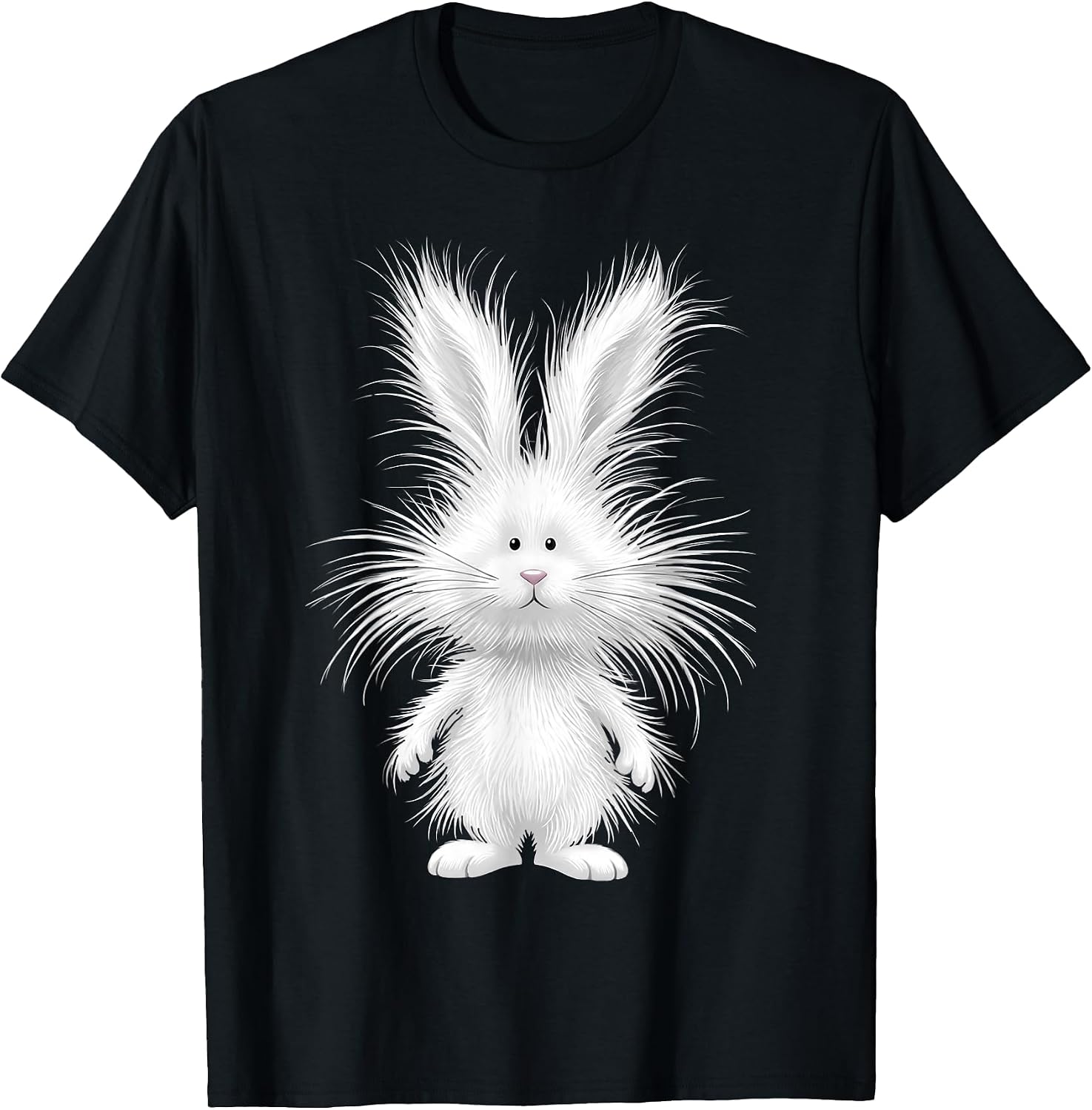 Funny Fluffy Bunny with Wild Fur Cute Rabbit Art T-Shirt