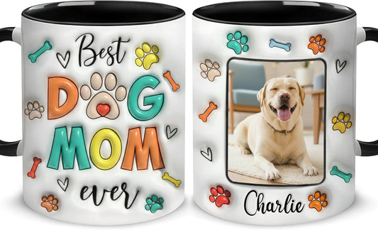 Hyturtle Personalized Dog Mom Mug Gift For Mom, Daughter – 2D Flat Printed Custom Photo Dog Mom Coffee Mug for Women – Best Dog Mom Ever Coffee Mug for Dog Lovers On Mother’s Day, Birthday & Christmas