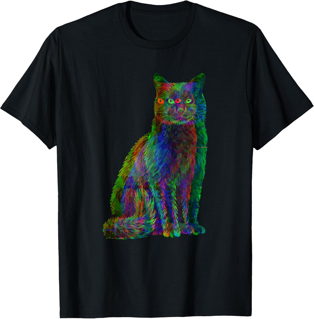 Alexamerch Trippy Psychedelic Glitch Cat