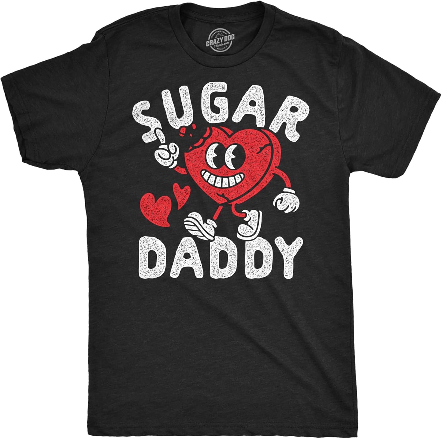 Mens Funny T Shirts Sugar Daddy Heart Valentines Day Novelty Tee for Men