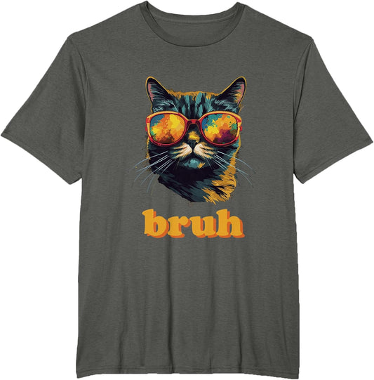 Teen Shirt for Brother Bruh Funny Meme Cat