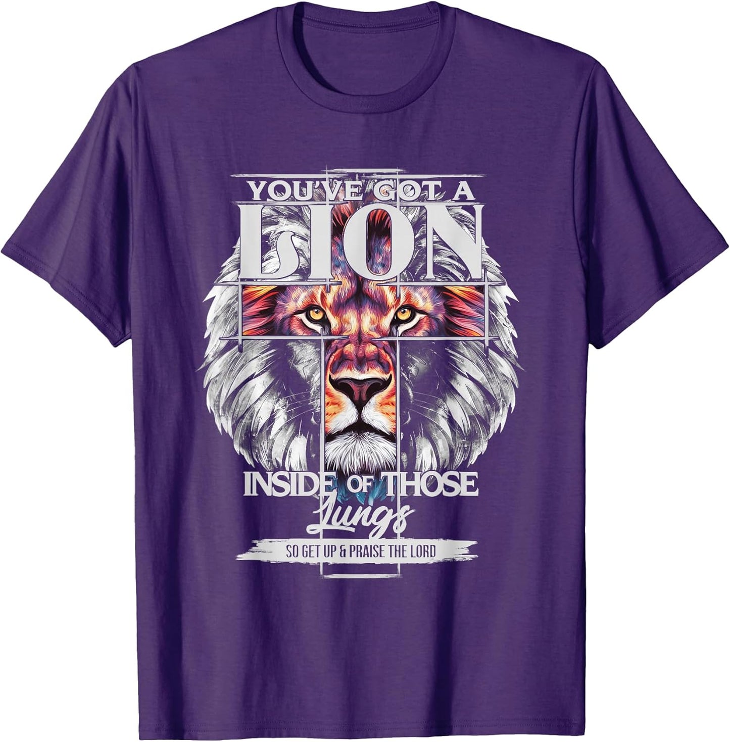 Lion Cross Jesus Christian Religious Tee.