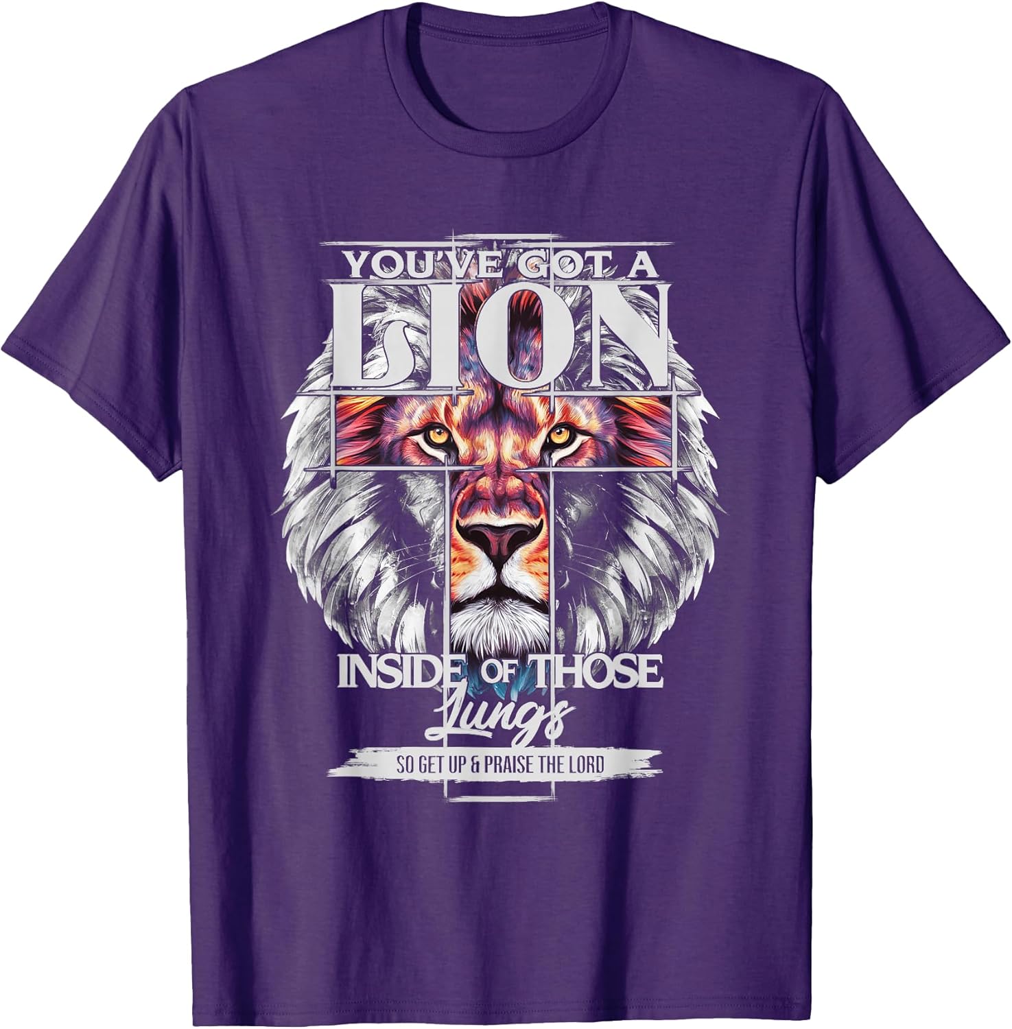 Lion Cross Jesus Christian Religious Tee.
