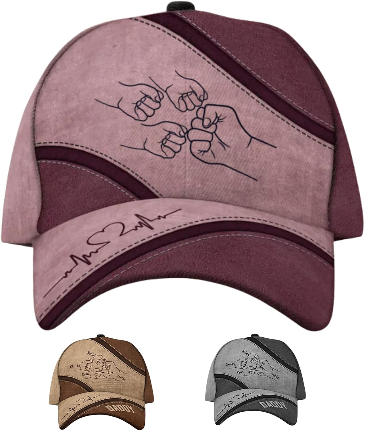 Custom Dad Hats for Men, Personalized Daddy Baseball Cap for Fathers Day, Fist Bump Snapback Trucker Hat for Dad, Men, Him