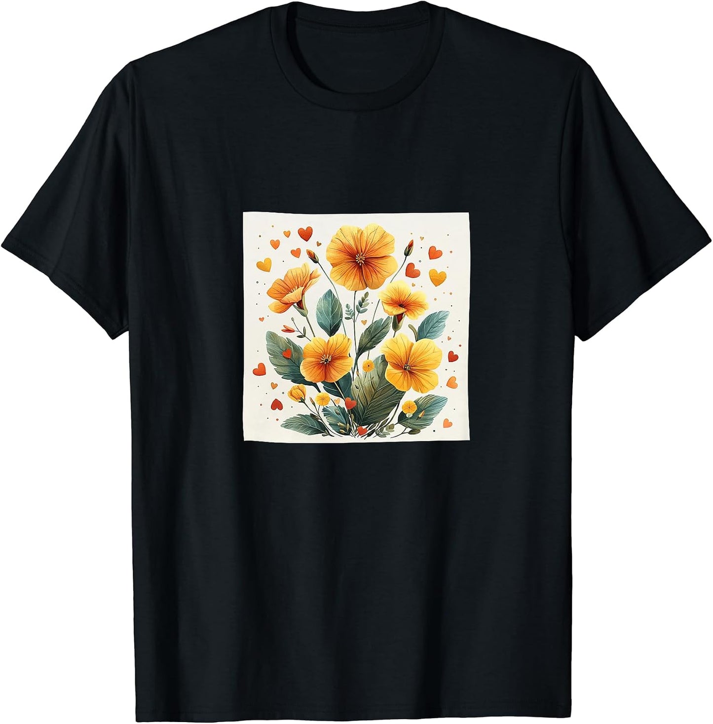 Primrose Flowers And Hearts Boho Style Merch