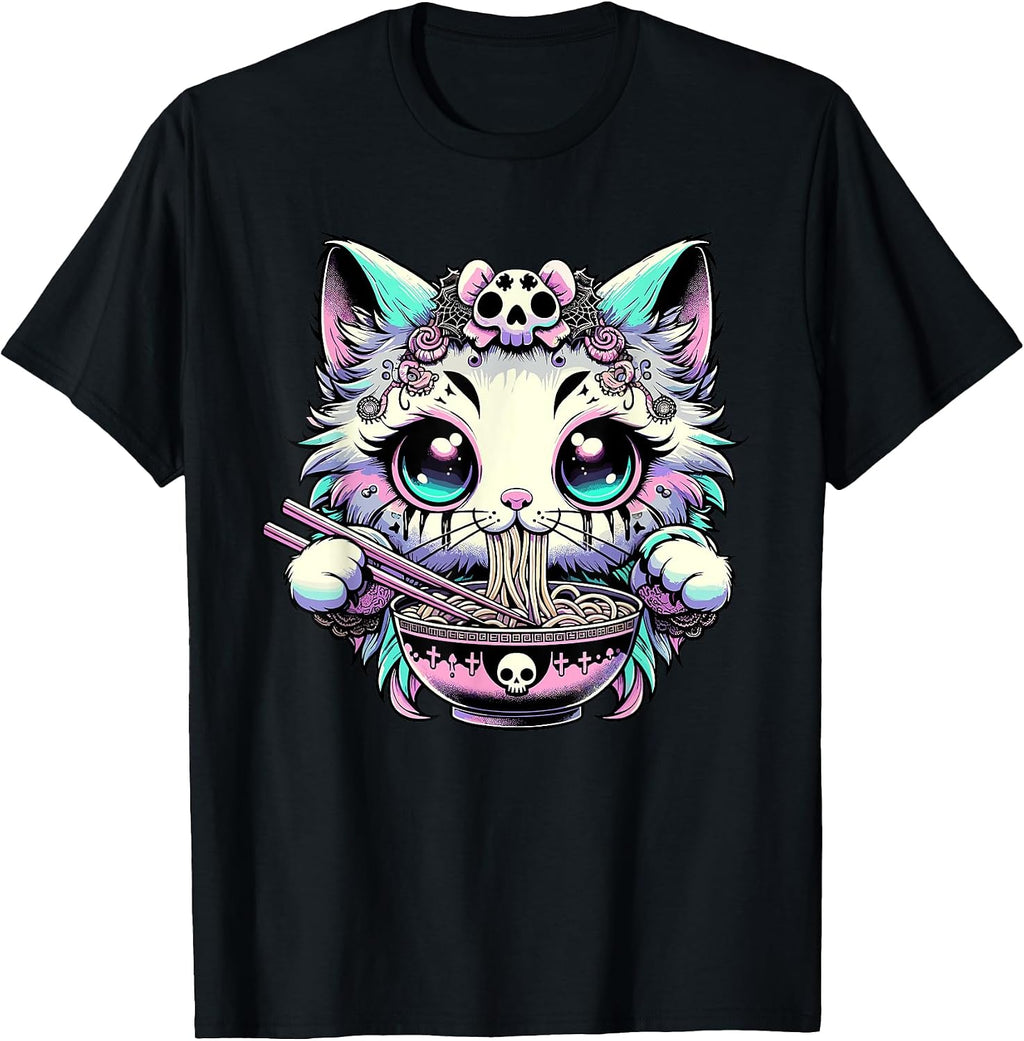 Japanese Anime Black Cat Graphic Tees Women Girls