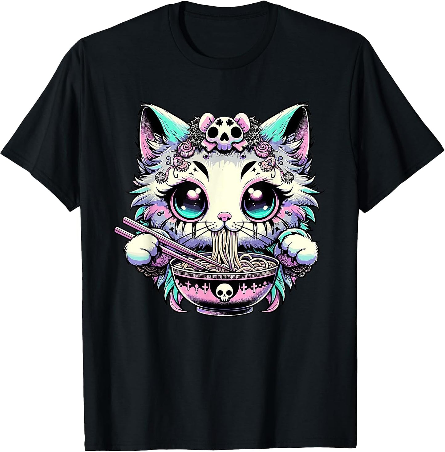 Japanese Anime Black Cat Graphic Tees Women Girls