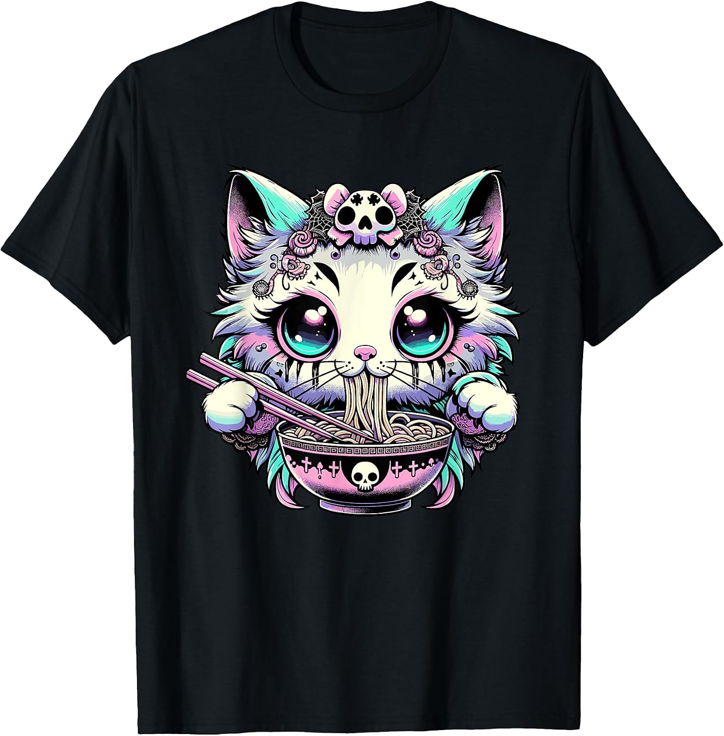Japanese Anime Black Cat Graphic Tees Women Girls